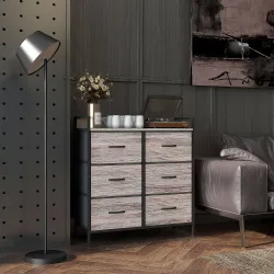 Cómoda con 6 Cajones Plegables Cajonera de Tela con Estructura de Acero Estilo Industrial 79x29x85 cm Gris - Ogal.Es