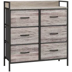 Cómoda con 6 Cajones Plegables Cajonera de Tela con Estructura de Acero Estilo Industrial 79x29x85 cm Gris - Ogal.Es