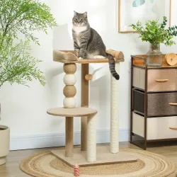 Árbol Rascador para Gatos con Plataforma Torre Escalador para Gatos con Plataforma Cama Postes Bolas 56x54x86 cm... - Ogal.Es