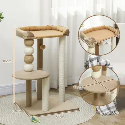 Árbol Rascador para Gatos con Plataforma Torre Escalador para Gatos con Plataforma Cama Postes Bolas 56x54x86 cm... - Ogal.Es
