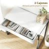 Escritorio con 2 Cajones 100x50x75 cm Mesa de Ordenador Patas de Acero para Casa Espacios Pequeños Blanco Brillante - Ogal.Es
