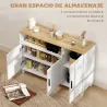 Aparador de 3 Puertas de Cierre Suave con Estantes Ajustables Compartimento Abierto Patas de Madera Blanco - Ogal.Es