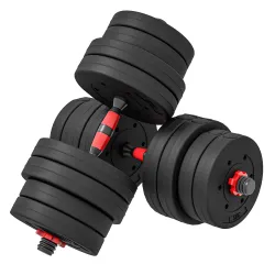 Juego de Mancuernas Ajustables 30 kg 4 en 1 con Barras Conexión y Mangos Antideslizantes para Gimnasio en Casa N... - Ogal.Es