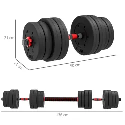 Juego de Mancuernas Ajustables 30 kg 4 en 1 con Barras Conexión y Mangos Antideslizantes para Gimnasio en Casa N... - Ogal.Es