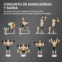 Juego de Mancuernas Ajustables 30 kg 4 en 1 con Barras Conexión y Mangos Antideslizantes para Gimnasio en Casa N... - Ogal.Es