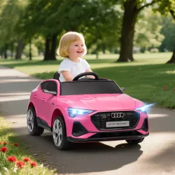 Coche de Batería para Niños 12V Audi E-tron con Mando a Distancia Faros Bocina Música Velocidad 3-5 km/h Rosa - Ogal.Es