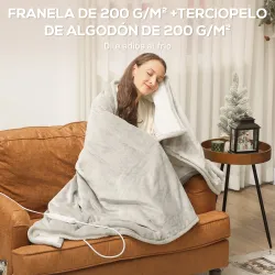 Manta Eléctrica 180x130 cm 9 Niveles de Temperatura Temporizador Lavar a Máquina, Pantalla LED Gris - Ogal.Es