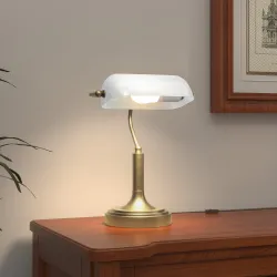 Lámpara de Escritorio Banquero con Pantalla Ajustable Interruptor Basculante para Oficina Biblioteca Blanco - Ogal.Es