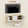 Mueble de TV Moderno de 2 Puertas 2 Cajones Orificios y Estantes Extraíbles 120x35x50 cm Blanco Brillo y Roble - Ogal.Es