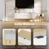 Mueble de TV Moderno de 2 Puertas 2 Cajones Orificios y Estantes Extraíbles 120x35x50 cm Blanco Brillo y Roble - Ogal.Es