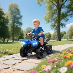 Quad Eléctrico para Niños 6 V Quad para Niños de 18 a 56 Meses Velocidad hasta 3?km/h Faros y Música 70x42x45 cm... - Ogal.Es