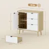 Aparador para Salón Moderno con Puerta 3 Cajones Estante Ajustable para Comedor Entrada 80x35x77 cm Blanco y Roble - Ogal.Es
