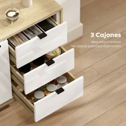 Aparador para Salón Moderno con Puerta 3 Cajones Estante Ajustable para Comedor Entrada 80x35x77 cm Blanco y Roble - Ogal.Es