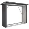 Casetilla para Leña de Acero Galvanizado con Base Elevada y Techo Inclinado 213x66,5x150 cm Gris Oscuro - Ogal.Es