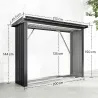 Casetilla para Leña de Acero Galvanizado con Base Elevada y Techo Inclinado 213x66,5x150 cm Gris Oscuro - Ogal.Es