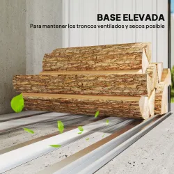 Casetilla para Leña de Acero Galvanizado con Base Elevada y Techo Inclinado 213x66,5x150 cm Gris Oscuro - Ogal.Es