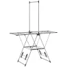 Tendedero Vertical Plegable con Alas Ajustables 4 Soportes para Calzado Barra y Estante 139x62,5x201 cm Plata - Ogal.Es
