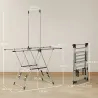 Tendedero Vertical Plegable con Alas Ajustables 4 Soportes para Calzado Barra y Estante 139x62,5x201 cm Plata - Ogal.Es