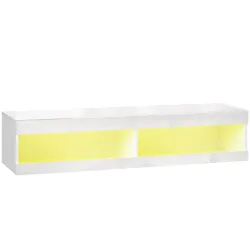 Mueble de TV Suspendido con Luces LED con Control Remoto Compartimentos Orificios Pasacables 140x40x30 cm Blanco... - Ogal.Es