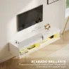 Mueble de TV Suspendido con Luces LED con Control Remoto Compartimentos Orificios Pasacables 140x40x30 cm Blanco... - Ogal.Es