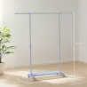 Tendedero Extensible con Ruedas con Barra de Acero Inoxidable y Estante para Zapatos 159x42x168 cm Azul y Plata - Ogal.Es