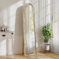 Espejo de Pie Cuerpo Entero con Marco Efecto Piedra Espejo de Pared con 2 Formas de Uso Arqueado 40x3,7x160 cm B... - Ogal.Es