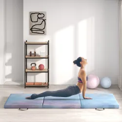 Colchoneta Gimnasia Plegable de Grosor 5 cm con Asas de Transporte para Yoga Aeróbic 180x60x5 cm Azul Degradado - Ogal.Es