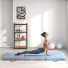 Colchoneta Gimnasia Plegable de Grosor 5 cm con Asas de Transporte para Yoga Aeróbic 180x60x5 cm Azul Degradado - Ogal.Es
