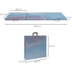 Colchoneta Gimnasia Plegable de Grosor 5 cm con Asas de Transporte para Yoga Aeróbic 180x60x5 cm Azul Degradado - Ogal.Es