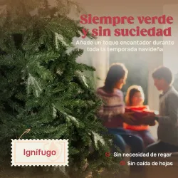 Árbol de Navidad Artificial 210 cm Ramas Realistas con Efecto Nieve Soporte de Acero Base Plegable Montaje Rápido - Ogal.Es