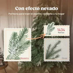 Árbol de Navidad Artificial 210 cm Ramas Realistas con Efecto Nieve Soporte de Acero Base Plegable Montaje Rápido - Ogal.Es