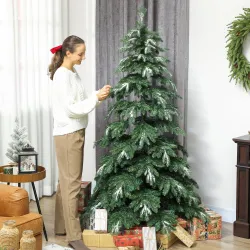 Árbol de Navidad Artificial 180 cm Ramas Realistas con Efecto Nieve Soporte de Acero Base Plegable Montaje Rápido - Ogal.Es