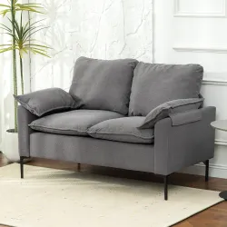 Sofá de 2 Plazas Tapizado en Terciopelo con Patas de Metal Reposabrazos Acolchado 130x77x84 cm Gris - Ogal.Es