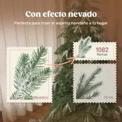 Árbol de Navidad Artificial 180 cm Ramas Realistas con Efecto Nieve Soporte de Acero Base Plegable Montaje Rápido - Ogal.Es