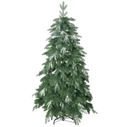 Árbol de Navidad Artificial 150 cm Ramas Realistas con Efecto Nieve Soporte de Acero Base Plegable Montaje Rápido - Ogal.Es