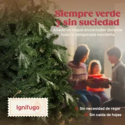 Árbol de Navidad Artificial 150 cm Ramas Realistas con Efecto Nieve Soporte de Acero Base Plegable Montaje Rápido - Ogal.Es