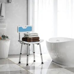 Silla Ducha Personas Mayores con Respaldo Altura Ajustable en 6 Posiciones Carga 136 kg para Ancianos y Discapac... - Ogal.Es