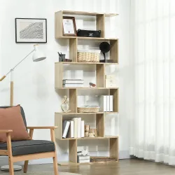 Estantería para Libros Moderna Librería con 6 Estantes para Comedor Salón Estudio 80x23x192 cm Roble - Ogal.Es