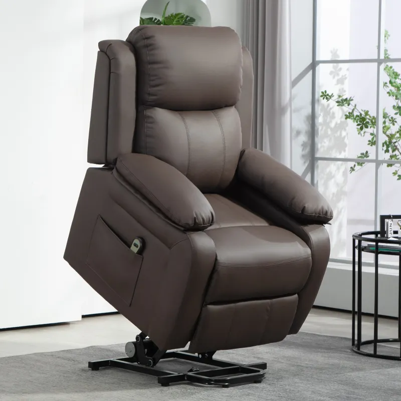 Sillón Relax Levanta Personas Sillón Elevador con Control Remoto Reclinación 160° Reposapiés 76x90x105cm Marrón - Ogal.Es