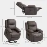 Sillón Relax Levanta Personas Sillón Elevador con Control Remoto Reclinación 160° Reposapiés 76x90x105cm Marrón - Ogal.Es