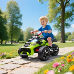 Quad Eléctrico para Niños 12V con 2 Motores Velocidad hasta 5 km/h 3 Ruedas Suspensión Verde - Ogal.Es