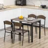 Conjunto de Mesa y 4 Sillas de Comedor para 4 Personas, Estilo Moderno con Estructura Metálica, Marrón Oscuro y ... - Ogal.Es