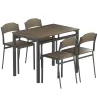 Conjunto de Mesa y 4 Sillas de Comedor para 4 Personas, Estilo Moderno con Estructura Metálica, Marrón Oscuro y ... - Ogal.Es