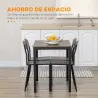 Conjunto de Mesa y 4 Sillas de Comedor para 4 Personas, Estilo Moderno con Estructura Metálica, Marrón Oscuro y ... - Ogal.Es