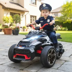 Quad Eléctrico para Niños 12V con 2 Motores Velocidad hasta 5 km/h 3 Ruedas Suspensión Negro y Blanco - Ogal.Es