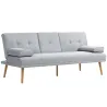 Sofá Cama 3 Plazas con Respaldo Ajustable de 3 Niveles Reposabrazos Desmontable 181x77x78 cm Gris Claro - Ogal.Es