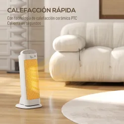 Calefactor Eléctrico Bajo Consumo 2000W con 4 Modos Termostato Regulable Protección contra Vuelcos y Sobrecalent... - Ogal.Es