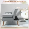 Sofá Cama 3 Plazas con Respaldo Ajustable de 3 Niveles Reposabrazos Desmontable 181x77x78 cm Gris Claro - Ogal.Es
