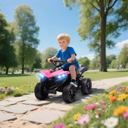 Quad Eléctrico para Niños 6 V Quad para Niños de 18 a 56 Meses Velocidad hasta 3?km/h Faros y Música 70x42x45 cm... - Ogal.Es