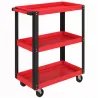 Carro de Herramientas con 3 Estantes Ruedas y Asas para Garaje Mecánico Hogar Carga 120 kg Rojo y Negro - Ogal.Es